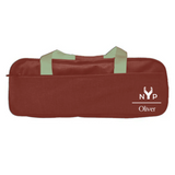 NYP Oliver PEMF Device Carrying Case: Brown carrying case with padded interior for PEMF device, featuring NYP logo.