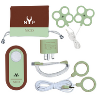 NYP Nico PEMF Device:  Complete set including control unit, two applicator coils, and power supply.  NYP Nico PEMF wellness device complete set with control unit and coils.