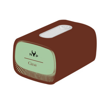 NYP Gina PEMF Device: Brown portable device with a light green label, ideal for personal wellness.