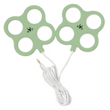 NYP Nico PEMF Device:  Pair of light green, four-circle PEMF pads with connecting cord and 3.5mm jack.
