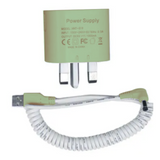 NYP Nico PEMF Device Power Supply: UK plug power adapter with coiled USB cable.