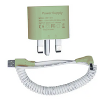 NYP Nico PEMF Device Power Supply: UK plug power adapter with coiled USB cable.